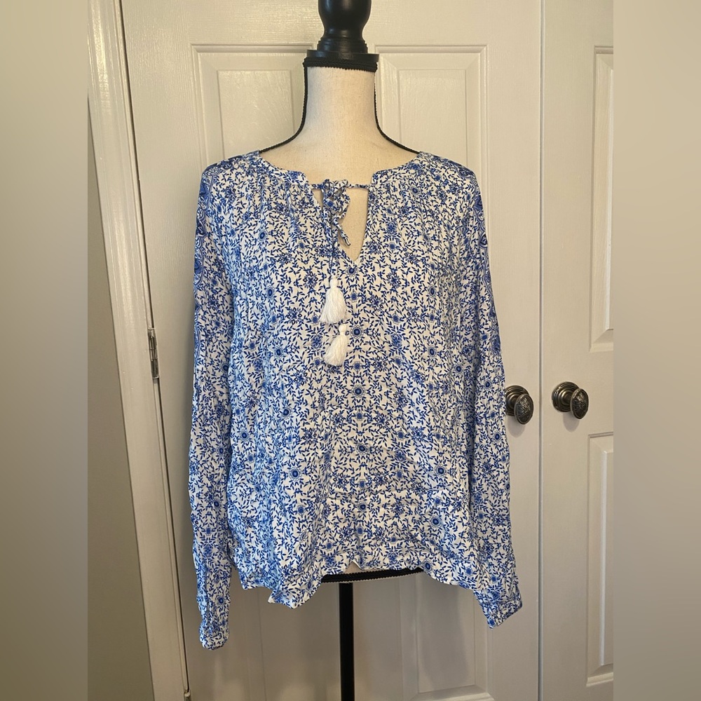 Blue long sleeve blouse
